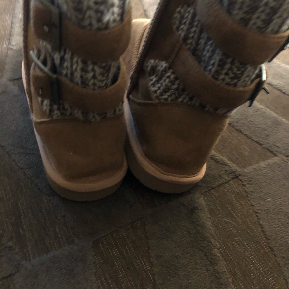 Brown Faux Suede & Knitt Boots - Picture 5 of 5